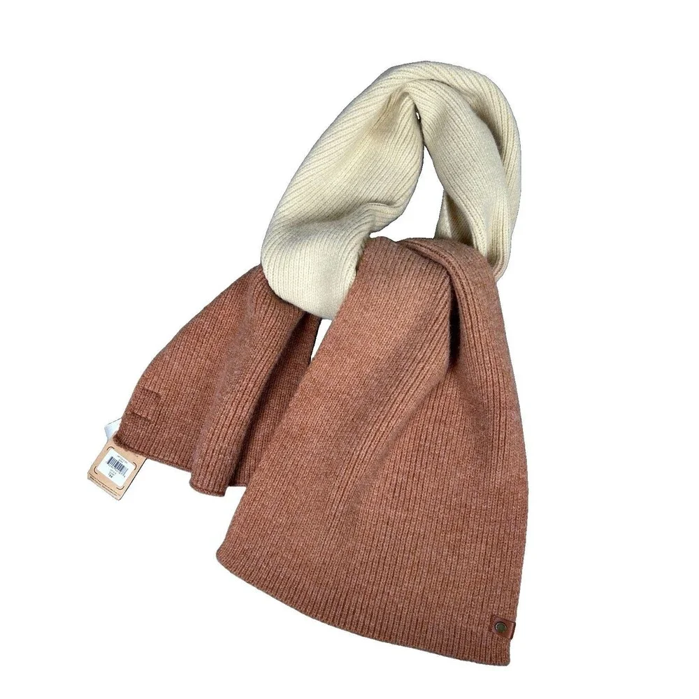 Frye & Co Ombre Knit Scarf Bark & Creme Dip Dye Gorpcore Wrap Fall Autumn Long